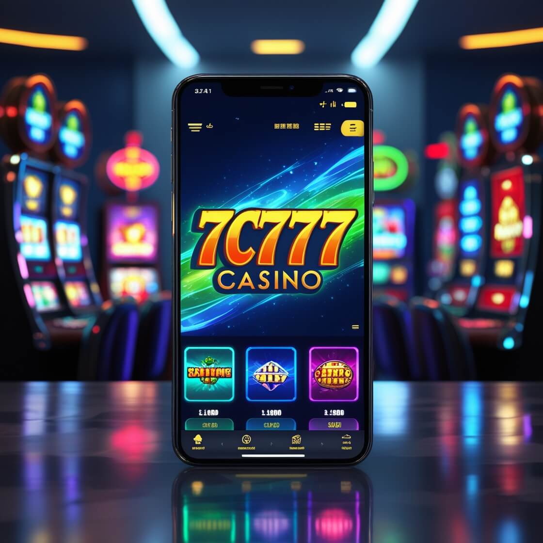 7c777 app on android and ios home screens with live odds and casino